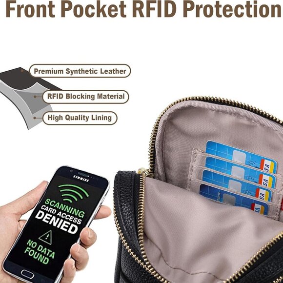 RFID Blocking Small Sling Bag - Elegant Leather Crossbody Travel Purse for Women - Picture 4 of 6